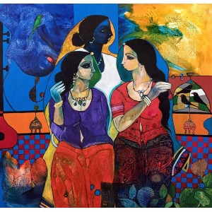 Abrar Ahmed, 48 x 48 Inch, Oil on Canvas, Figurative Painting, AC-AA-602 Abrar Ahmed, 48 x 48 Inch, Oil on Canvas, Figurative Painting, AC-AA-602